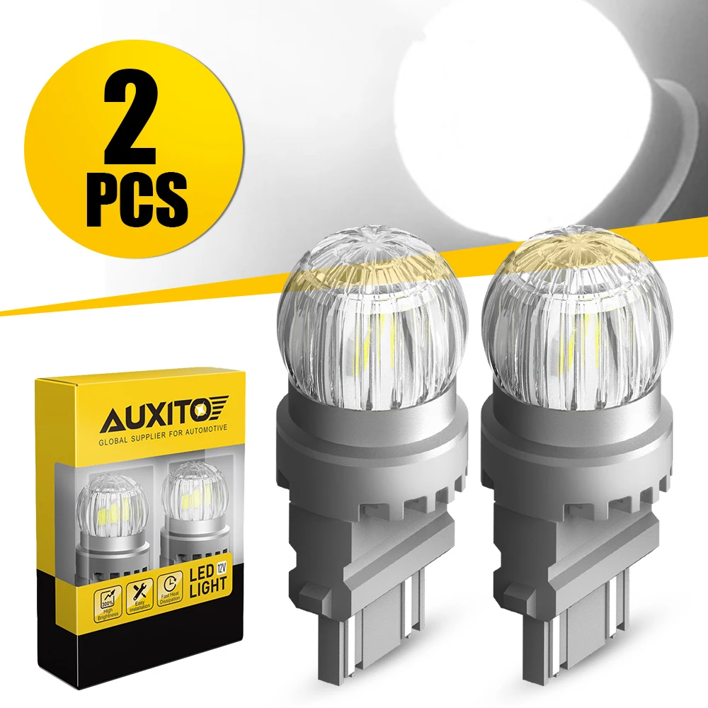 AUXITO 2Pcs T25 3157 P27/7W 3156 P27W LED Reversing Light 6000K White DRL Car Driving Lamp Yellow Amber Turn Signal Light Red Brake Tail Stop Lamp Bulbs With Cover 12V