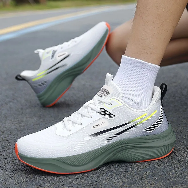Men's  Block Fly Mesh Running Sneakers Breathable Light Cushion Sole Lace Up Gym Jogging Travel Outdoor Daily Athletic Trainers