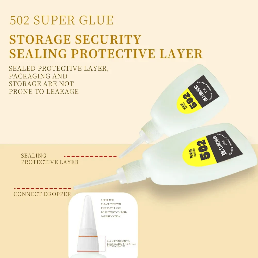 3ML/15ML Cianoacrilato Colla Istantanea Adesivo Forte Ad Asciugatura Rapida Trasparente 502 Super Colla per Gioielli FAI DA TE Giocattolo scarpe