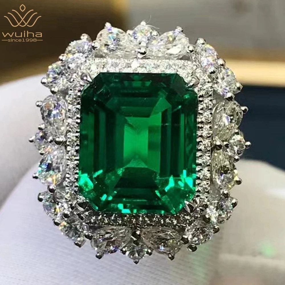 

WUIHA 9K Solid White Gold 3EX VVS 6.06CT GRC Emerald High Carbon Diamond Wedding Engagement Ring for Women Gift Drop Shipping