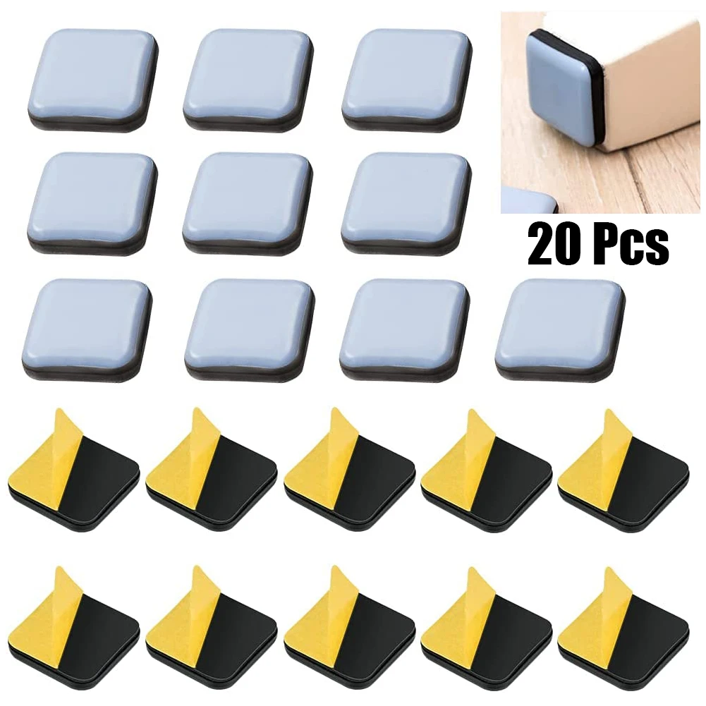 

For Moving Heavy Furniture For Hardwood Furniture Sliders Movers 20pcs 25x25mm Blue High Quality New PTFE Self Adhesive