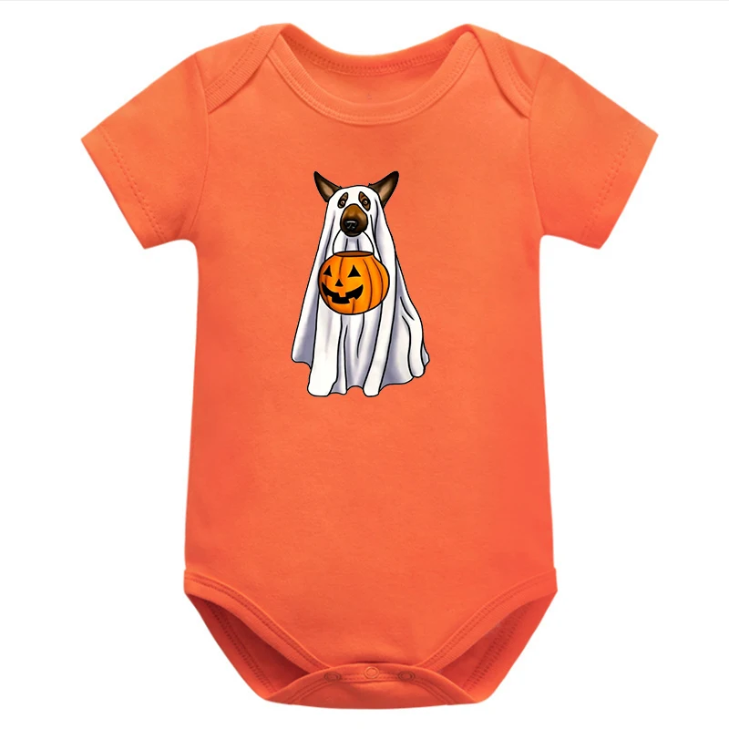 

Halloween Dogs Baby Clothes Halloween Spooky Bodysuits German Shepherd Ghost Romper Pumpkin Halloween Fall Baby Romper m