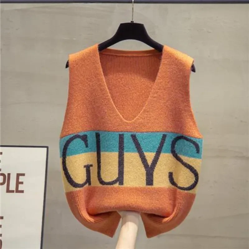 

Knit Vests for Women Sleeveless Korean Style Clothing Fashion 2024 Waistcoat Aesthetic Casual Youthful Clothes Y2k Lady Sweaters