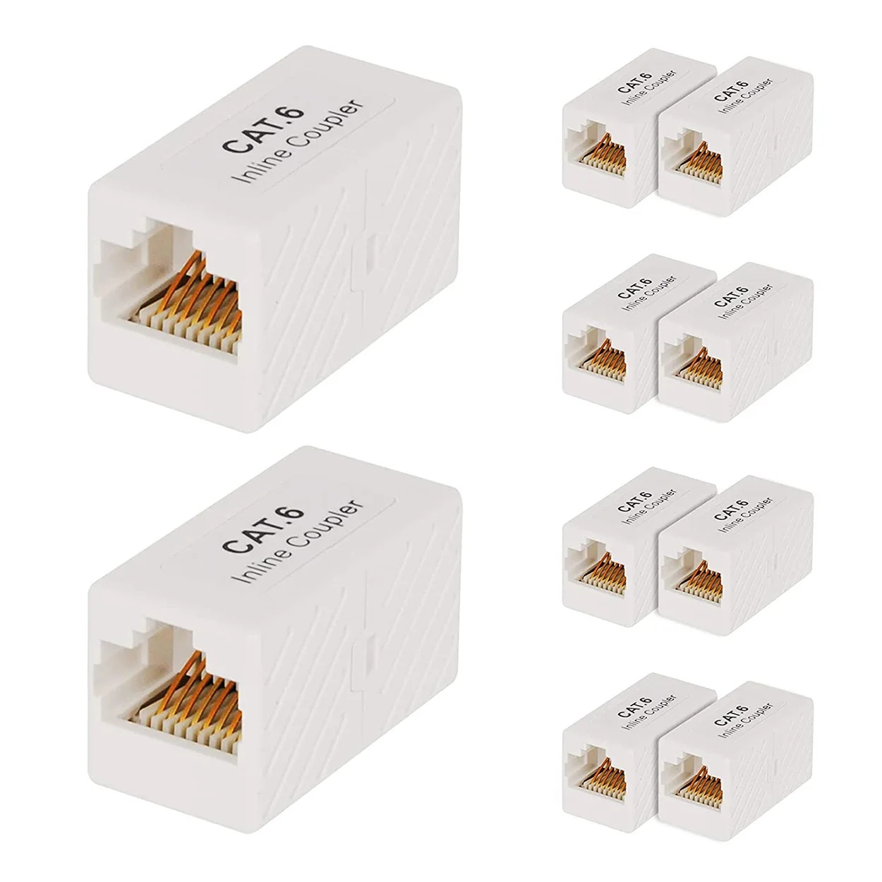 2 conector dos ethernet do acoplador dos pces rj45 para o adaptador fêmea do extensor do cabo dos ethernet cat5e/cat6 ao tipo fêmea mini branco