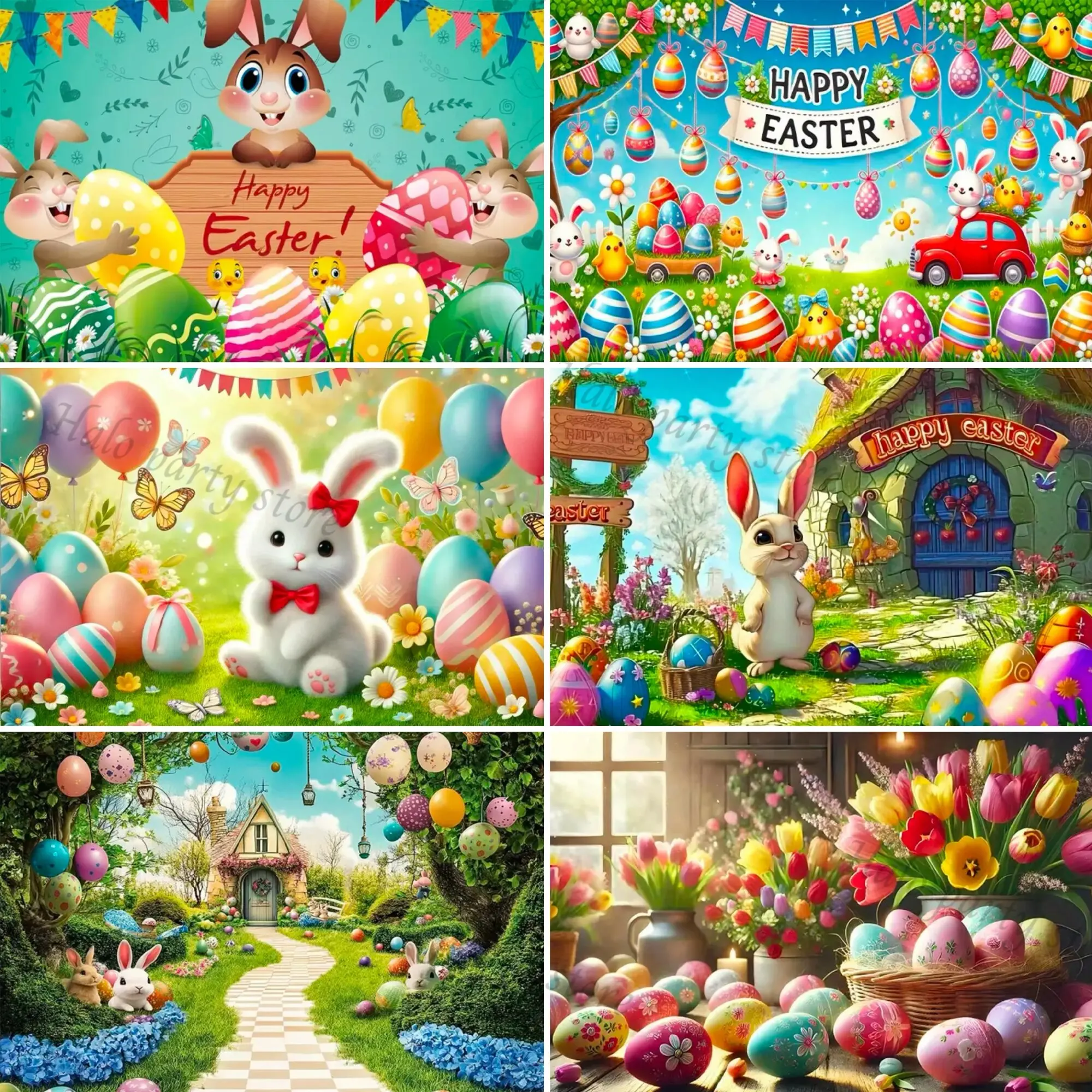 

Easter Bunny Spring is Coming Theme Background Multi purpose Easter Party Decoration Banner Festival Celebration Decoration