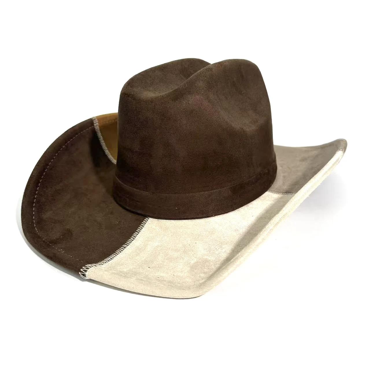 

Spring and summer couple European and American ethnic style jazz men and women suede western cowboy big edge top hat