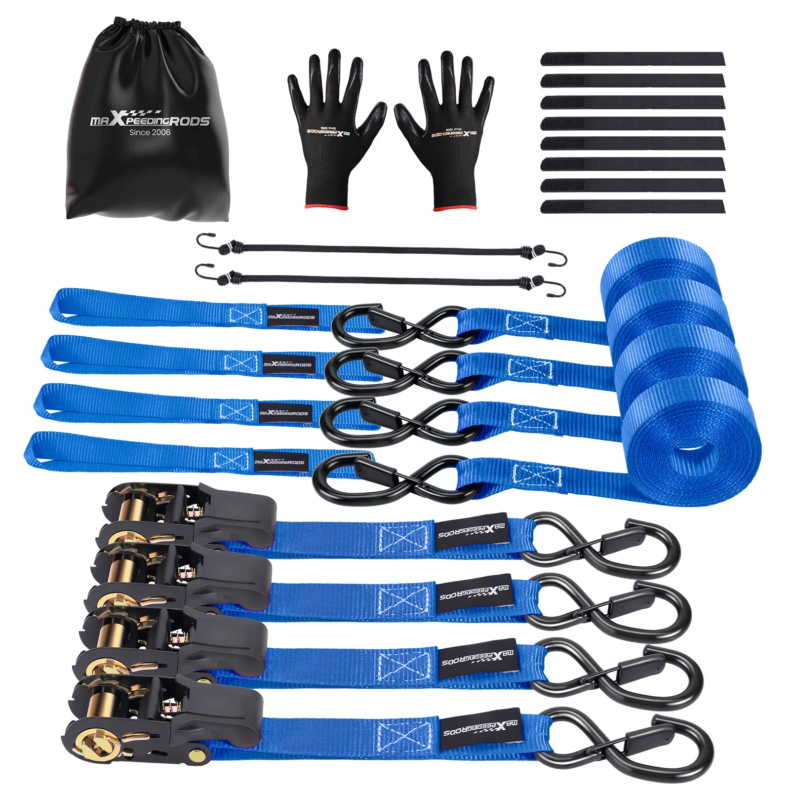 

Safety Clip Ratchet Tie Down Kit 1in * 15ft S-Hook 2200 lb S-Hook for ATV Truck