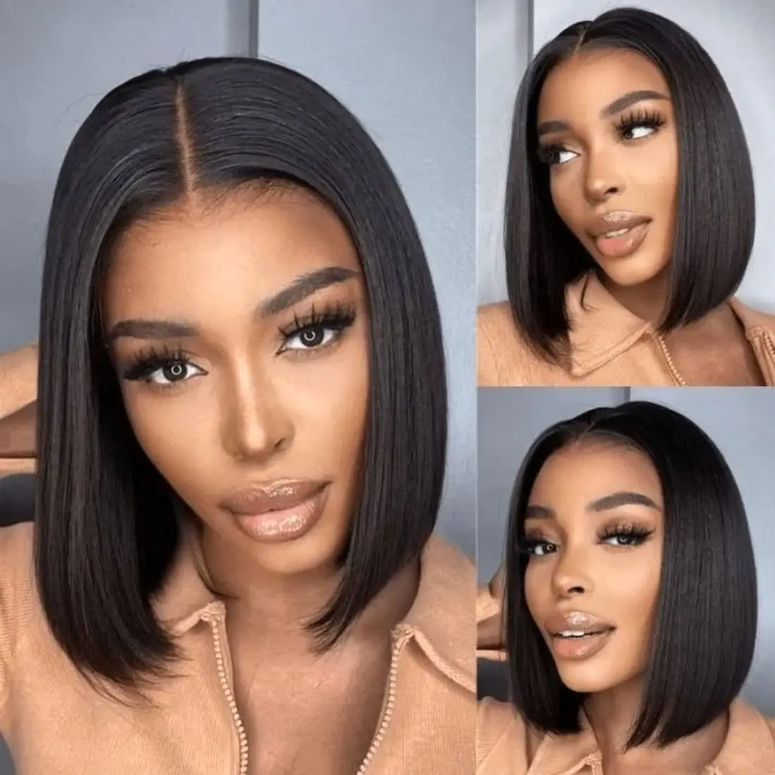 Short Bob Wigs Human Hair Wear And Go Glueless Wigs Human Hair Pre Plucked Pre Cut 5x1 HD Lace Closure Short Bob Wigs For Woman