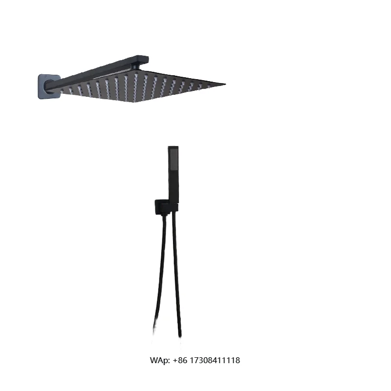 16 Matte Black Thermostatic Rain Shower Faucet Set Wall Mounted Brass Body Massage System Jet Manual Sprayer