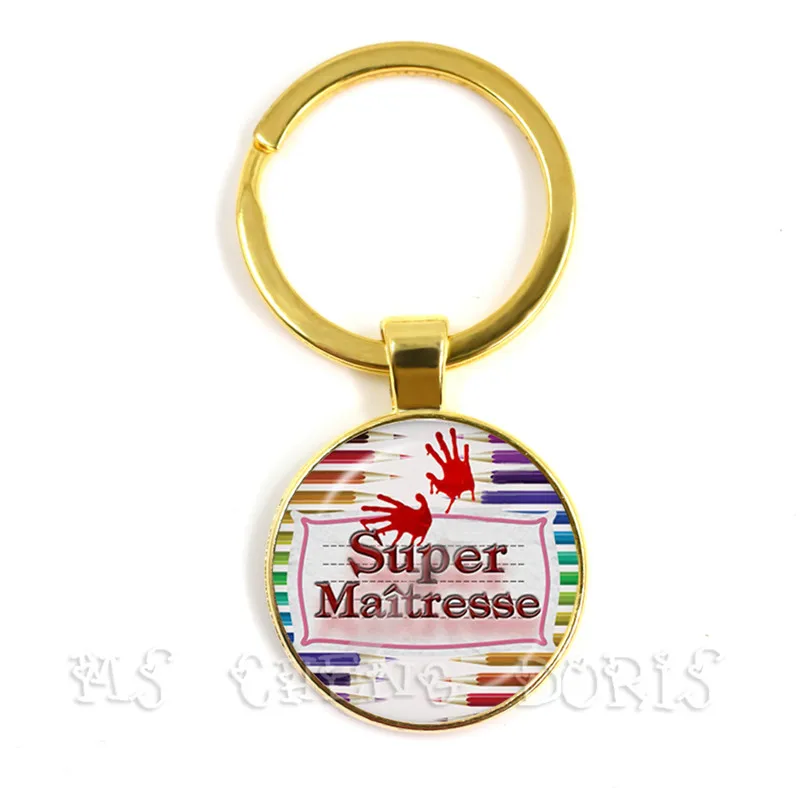 Hot Fashion Teacher Gift Gift Super Mistress Keychain 25mm Glass Dome Cabochon Charm Thanks Mistress Jewlery Keychain Jewelry