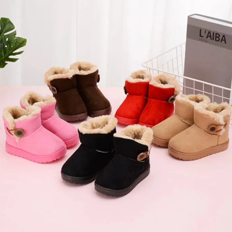 

Children Winter Snow Boots Boys Thickened Non Slip Low Top Warm Solid Color Cotton Shoes Girls Platform Outdoor Kid Cotton Boots