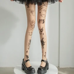 JK Lolita Girls Tights Tattoo Y2k Girls Thigh High Stockings Pantyhose Women Sexy Lingerie Female Hosiery Women Tights Pantyhose