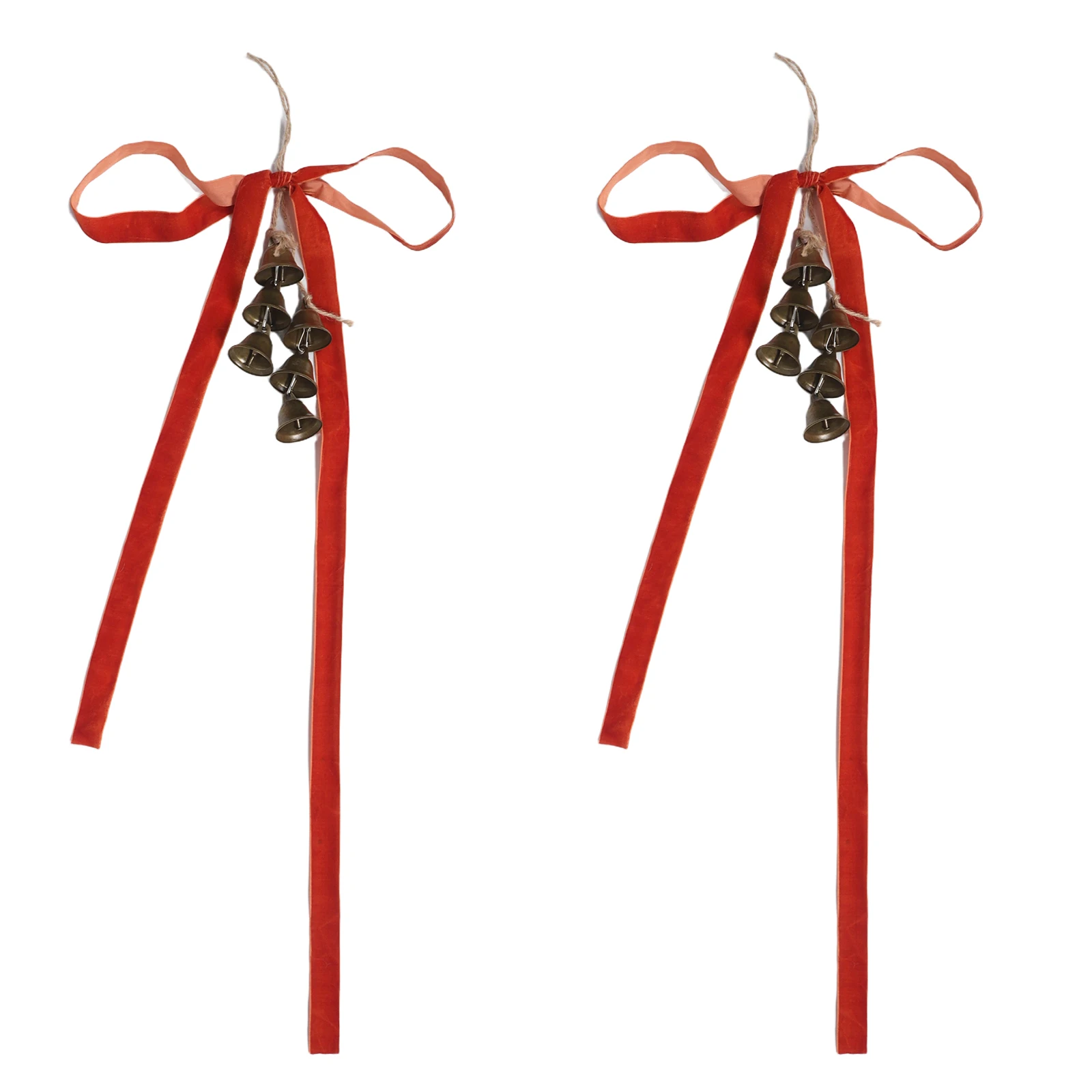 

2set Christmas Decorations Vintage Bells Large Bow Door Wall Staircase Hanging Rustic Metal Wind Bells Holiday Party Decor