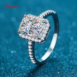Smyoue Certified 2/1CT Radiant Cut Moissanite Engagement Ring Colorless VVS Diamond Proposal Rings Sterling Silver Weddig Band