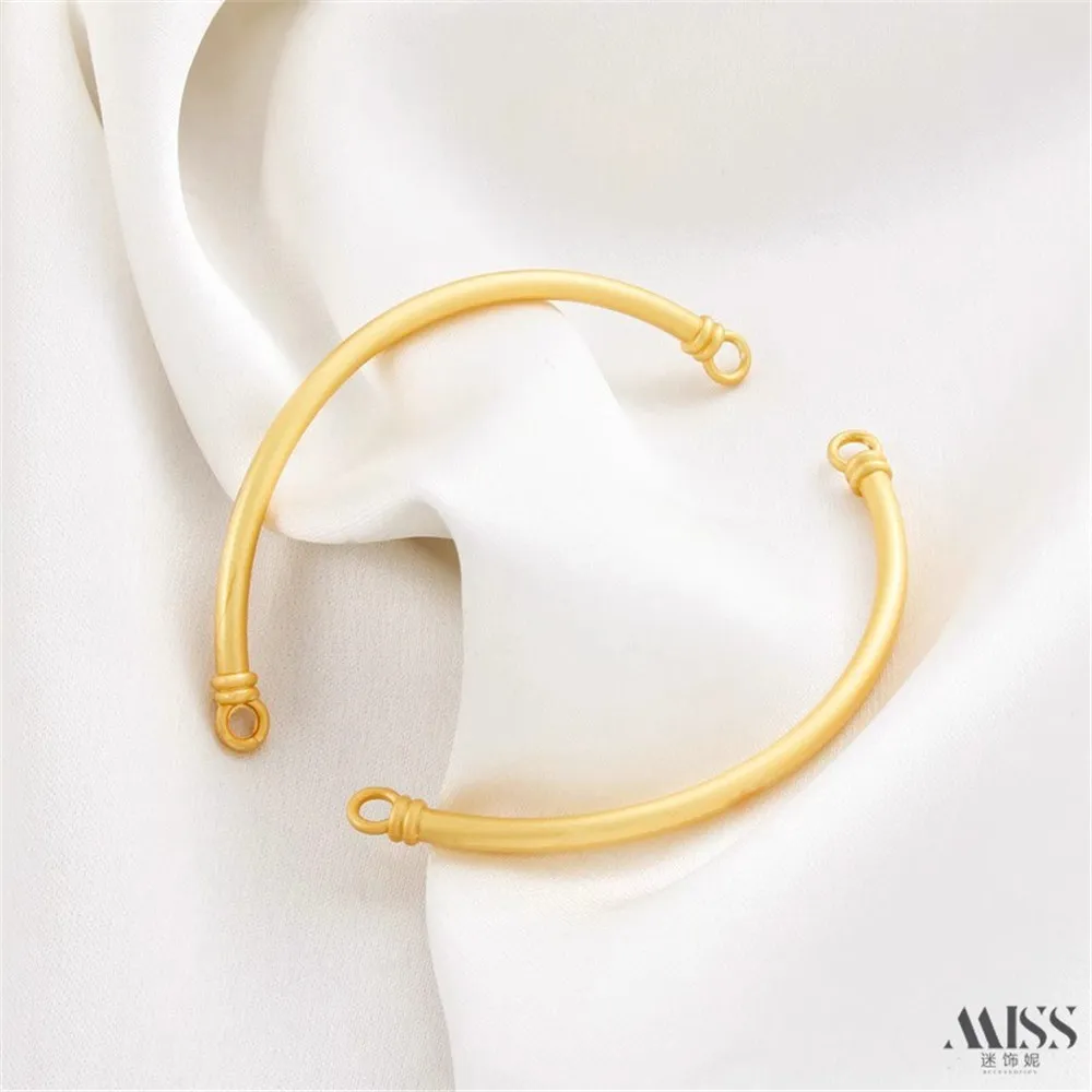 

Ancient Method Matte Gold Face Half Bracelet Double Ring Connecting Rod Bent Tube Bracelet DIY Braided Rope Bracelet Accessories
