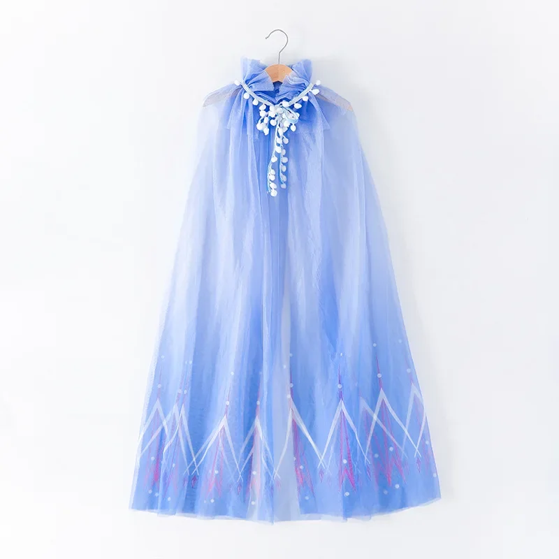 Long Cloak for Kids Ice Snow Cape Girl Cosplay Princess Queen Fairy Coat Halloween Costumes Jacket Children'S Day Carnival P#1#W