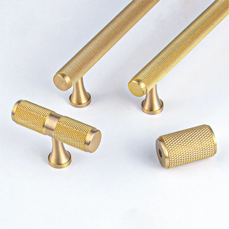 Maniglie per mobili zigrinate in ottone Maniglia per barra per armadio con piastra di base Maniglia per porta per mobili strutturata con pomelli per cassetti battiscopa