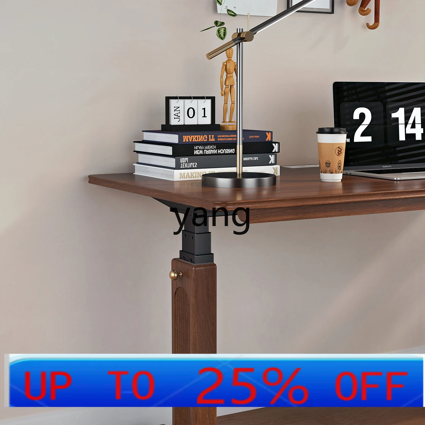 

Lmm black walnut electric lifting table solid wood lifting desk home desk
