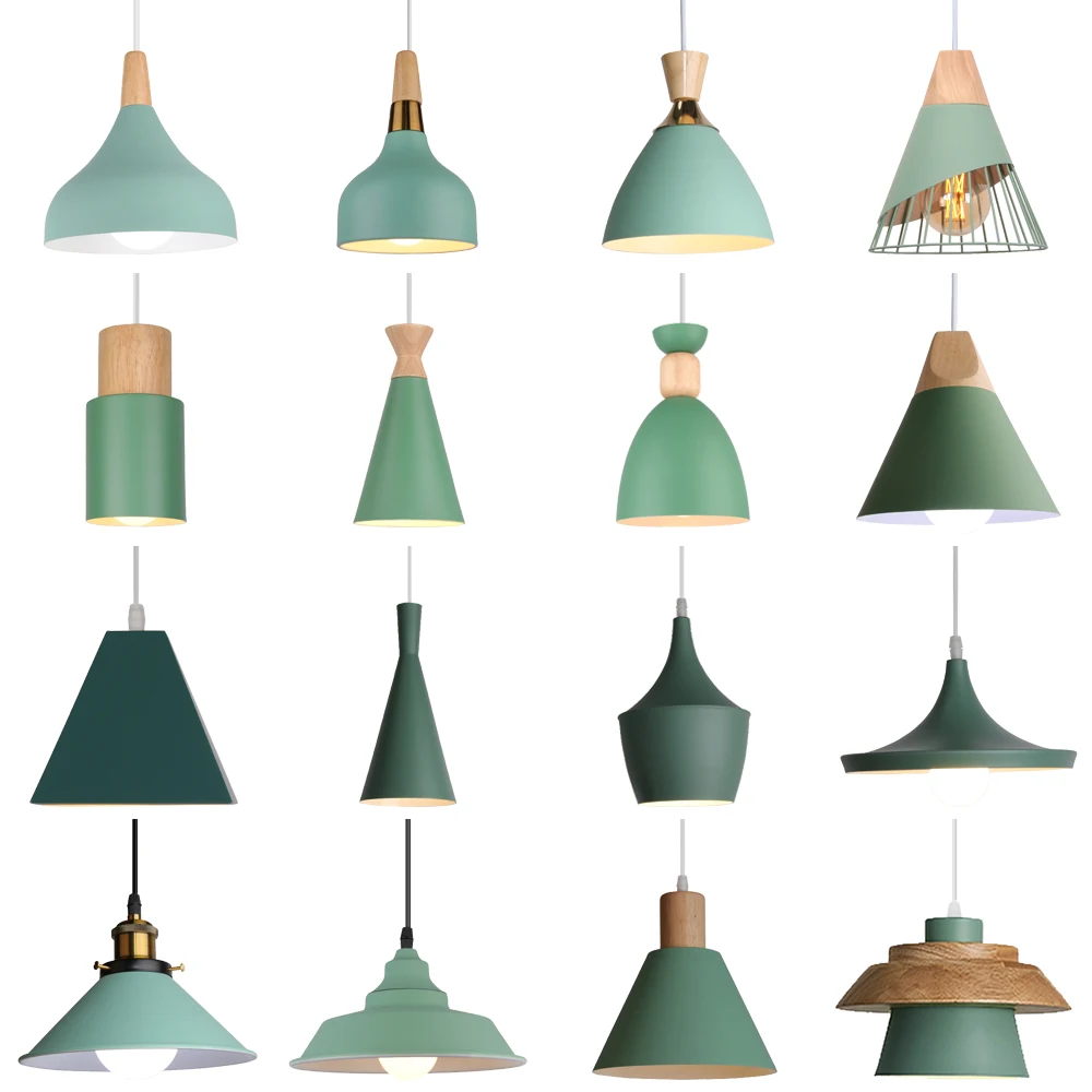 

Nordic Aluminum Pendant Lights Modern Wood Hanging Lamps Kitchen Living Room Lighting Fixtures E27 LED Loft Suspension Luminaire