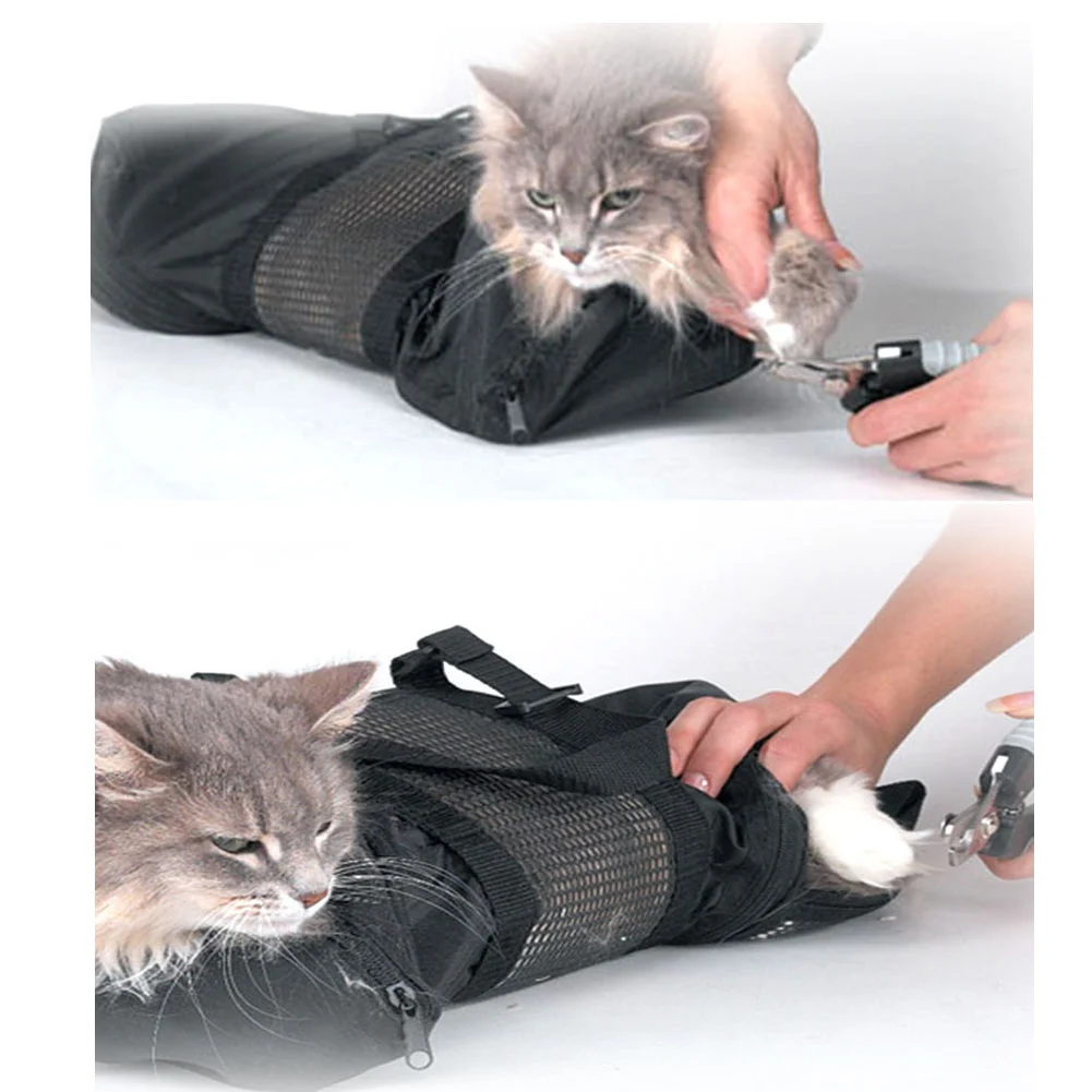 Cats Grooming Bathing Mesh Bag Kitten Restraint Bag No Scratching Biting Restraint For Bathing Nail Trimming Injecting Examing