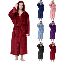 Newce Mens Soft Plush Fleece Hooded Bathrobe - Full Length Long Warm Robe for Regular&Big and Tall, Cozy Lounge Wear Bath robe