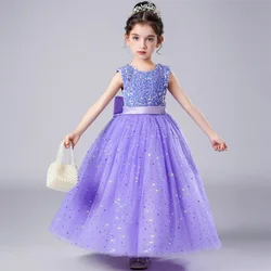 Kids Dress For Girls Wedding Mesh Long Girl Dress Elegant Princess Party Pageant Formal Gown Dress For Teen Children