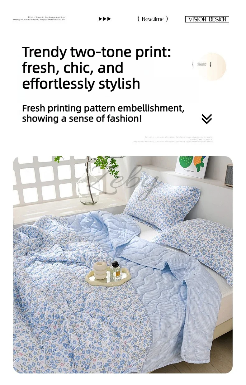 Breathable Quilted Summer Blanket Cooling Skin-friendly Comforter Soft Lightweight Quilt Well-vetilated Single Double  Duvet Set