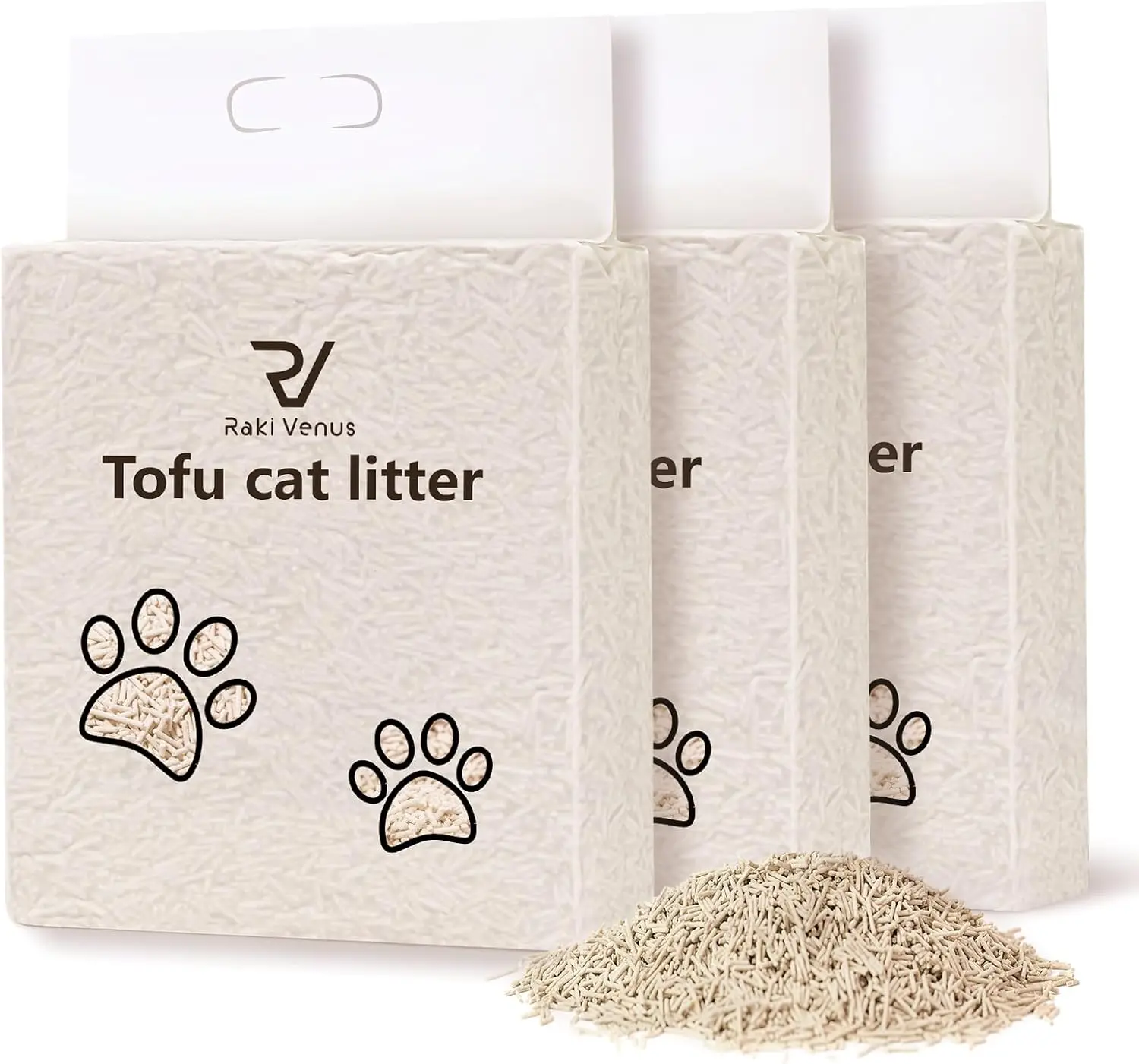 Arena para Gatos de Tofu: Fuerte Aglutinación, Ultra Absorbente, Control de Olores, Desechable por el Inodoro, Bajo Rastreo de Residuos y Polvo - 3 Paquetes/18LB Original