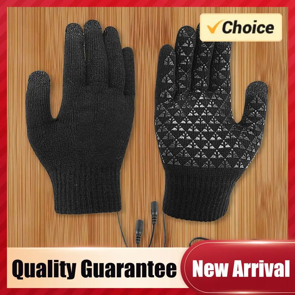 

USB Heated Knitted Gloves Touch Screen Gloves Non-Slip Thermal Knitting Mitts Winter Cycling Gloves for Outdoor Sports