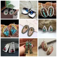 Vintage Indian Tribal Style Resin Stone Bohemian Ethnic Style Earrings for Women with Exquisite Jewelry Accessories and Gifts