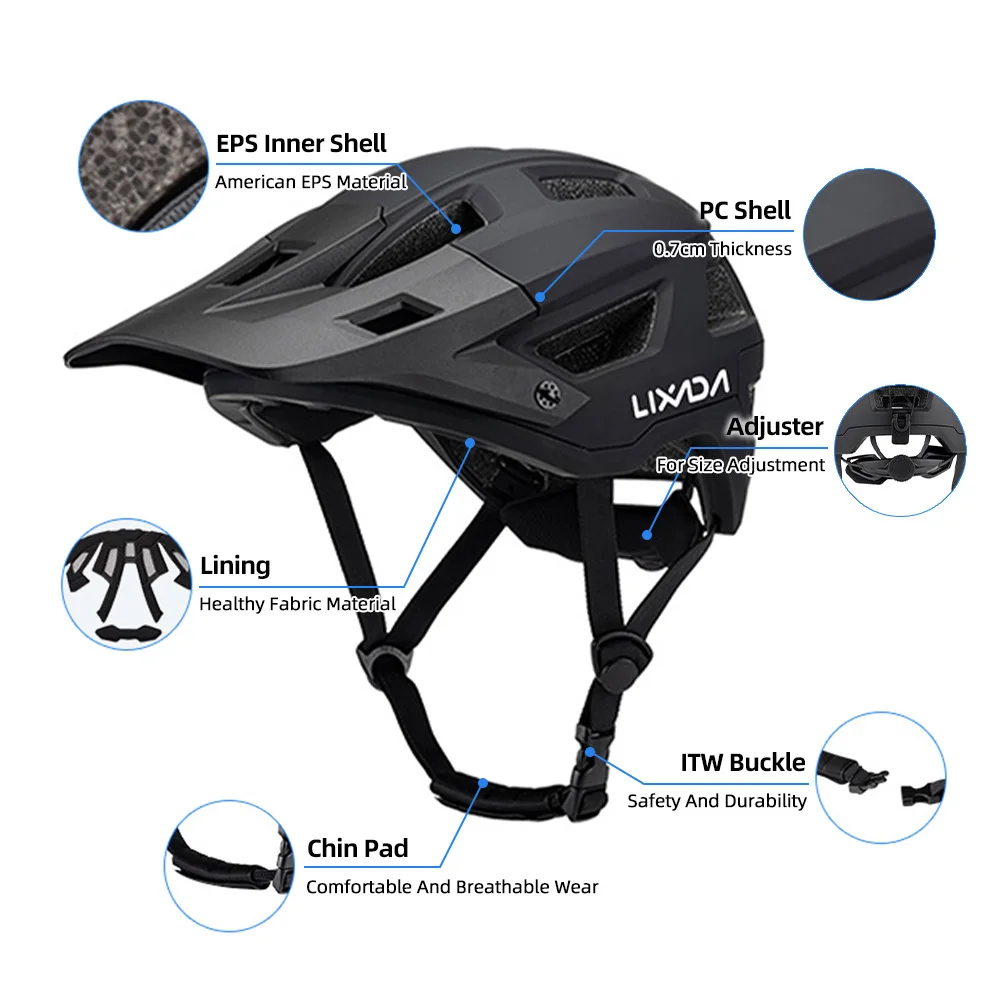 Lixada Fahrradhelm Herren Damen MTB Rennradhelm 55–61 cm verstellbares Zifferblatt abnehmbares Visier Belüftung 14 Belüftungsöffnungen Fahrradhelm – Detail 22