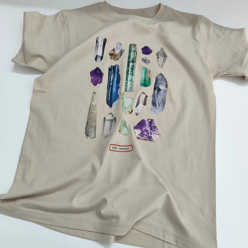 Rocks Minerals T-shirt Gemstones Crystals Shirt Women Men Unisex Tshirt Summer Breathable Camisetas High Quality Cotton Tops