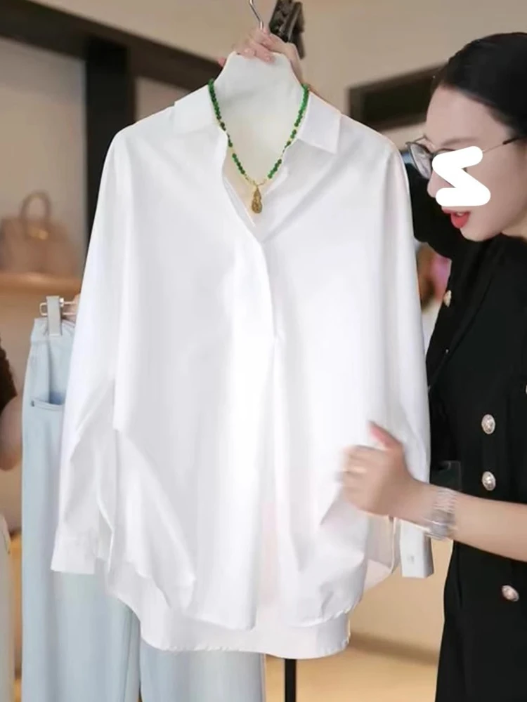 Lässige reine Farbe Ne Chiffon irt Ele Maturi Long Sve Herbst Oberbekleidung und Damen Faion Top