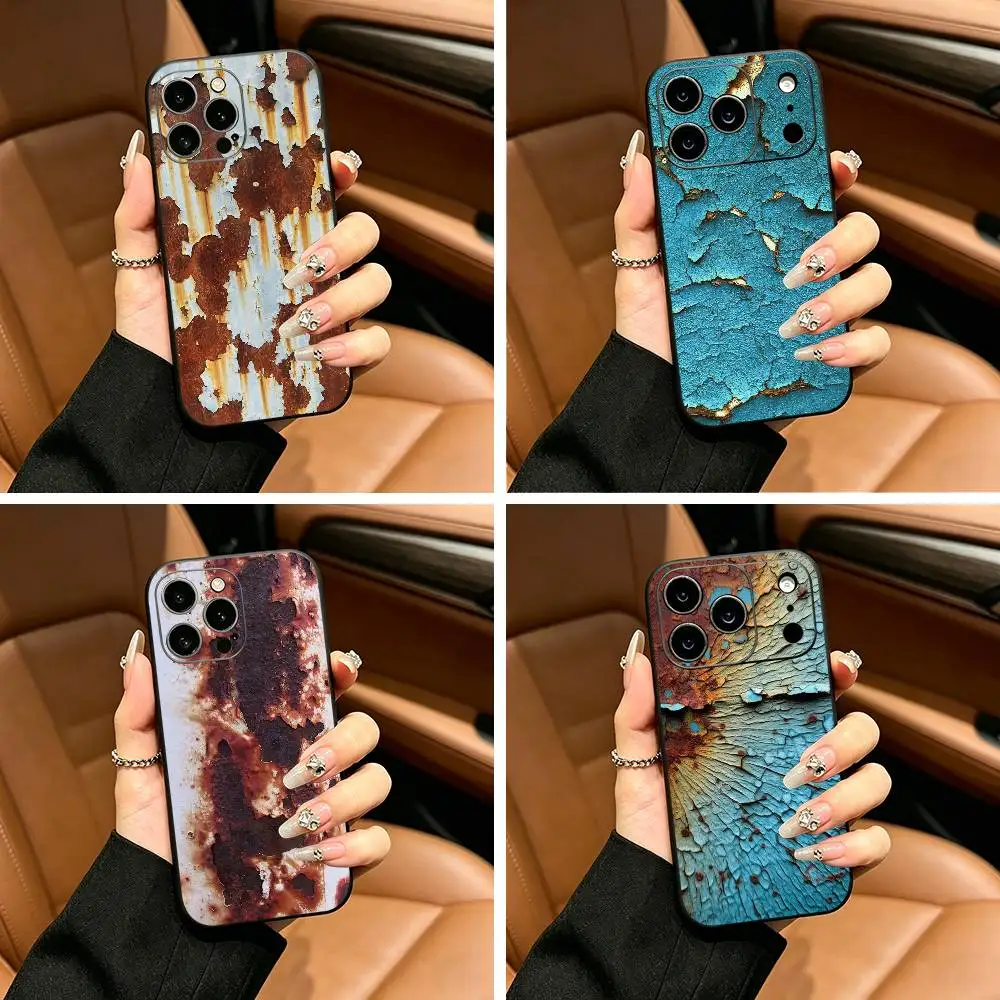Retro Industrial Style Rusty  Phone Case For iPhone 17,16,15,14,13,12,11 Pro Max,16/15/14Plus,XS Soft Black Cover