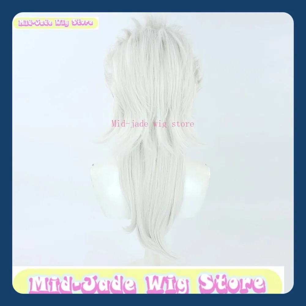 Mid-jade 가발 가게 Genshin Pierro Fatui Harbinger 코스프레 가발 코스프레 파티 의상 머리 장식 할로윈 가발