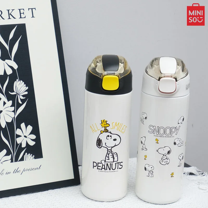 

MINISO Snoopy детская изолированная чашка 316 нержавеющая сталь прямая питьевая бутылка для воды для мальчика девочки портативная для школы