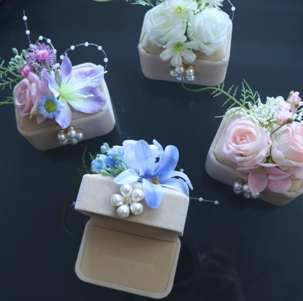 Mori wedding exchange creative ring box bride and groom marriage ring box Mori wedding jewelry box