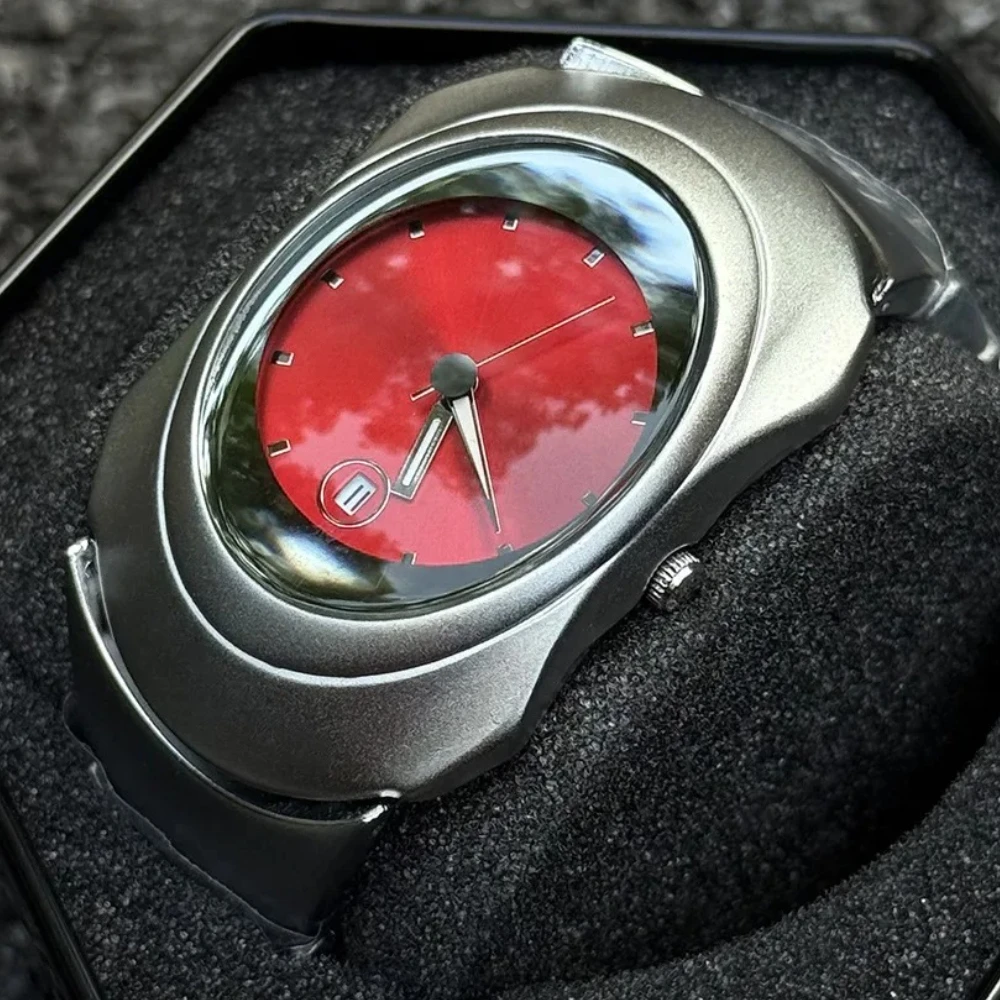 Personalize Unique Y2k Quartz Watch Mens Grey Dial Special Blade Creative Alien Shape Steel Fashion Steel Men Watch AAA Clock