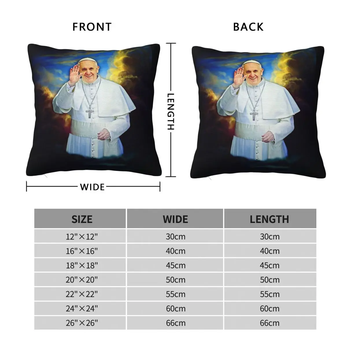 Pope Francis Square Pillowcase Polyester Linen Velvet Printed Zip Decor Throw Pillow Case Bed Cushion Cover