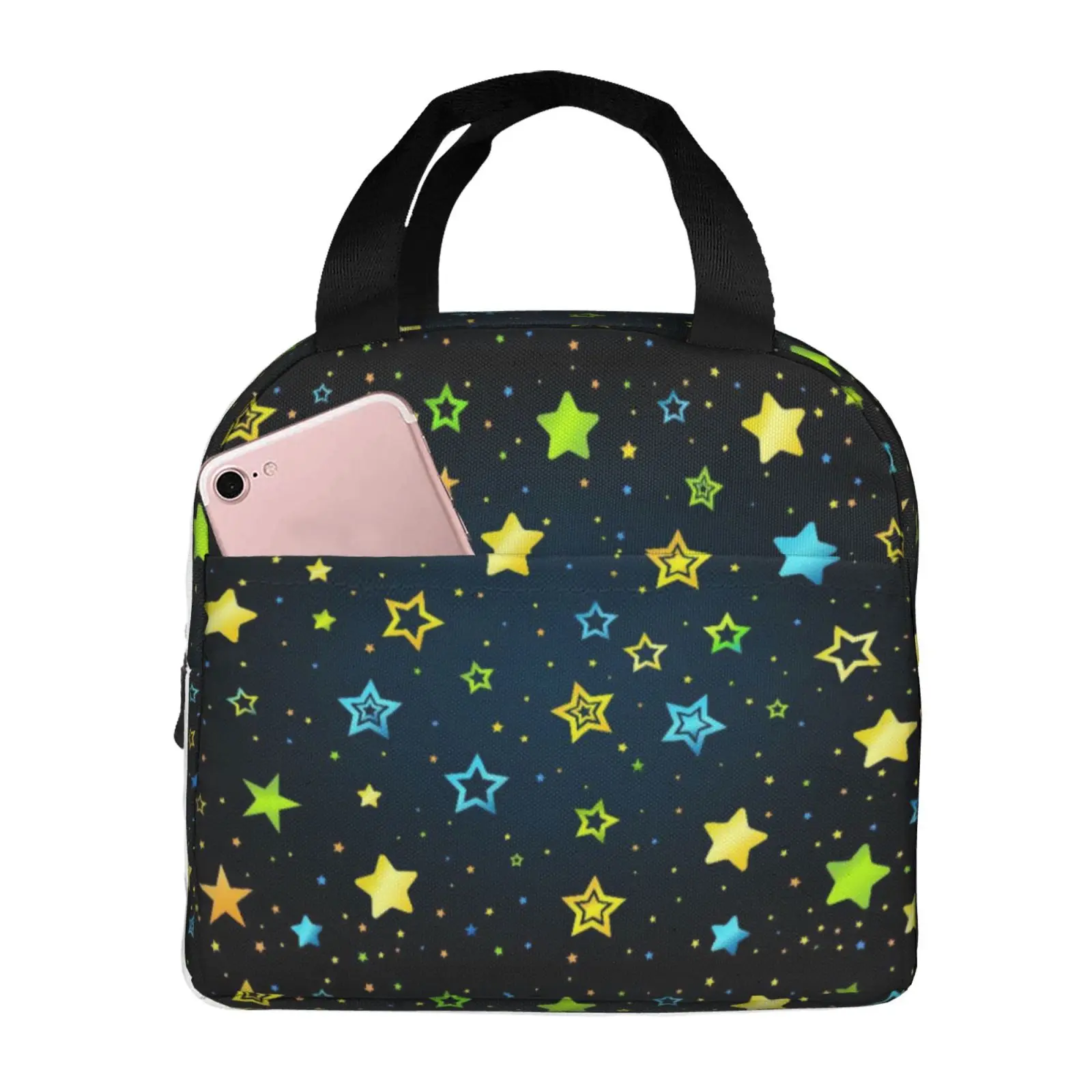 Colorful Stars Print Insulated Lunch Bag The Nightmare Before Christmas Portable Thermal Cooler Lunch Box Container Tote Bags