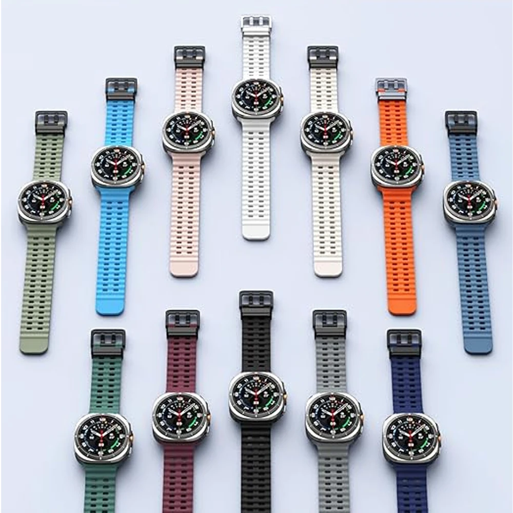 حزام أصلي لساعة سامسونج جالاكسي الترا 47 ملم إكسسوارات سوار رياضي من السيليكون البحري Correa Galaxy watch 7 Ultra Band