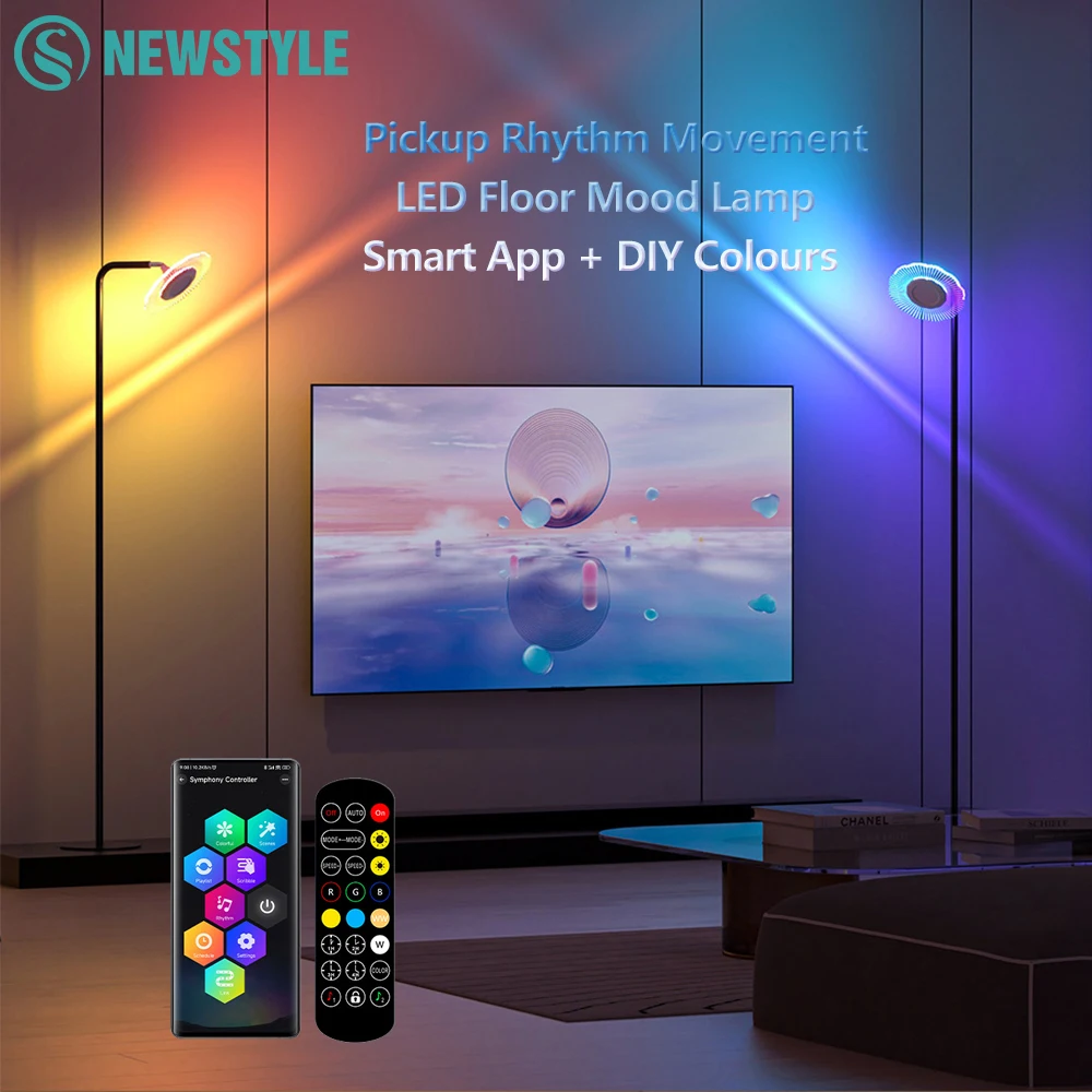 LED RGBW مصباح أرضي مع مليون لون لتقوم بها بنفسك الموسيقى لاقط جو إيقاعي مصباح APP التحكم عن بعد لمصباح السرير في غرفة النوم #1