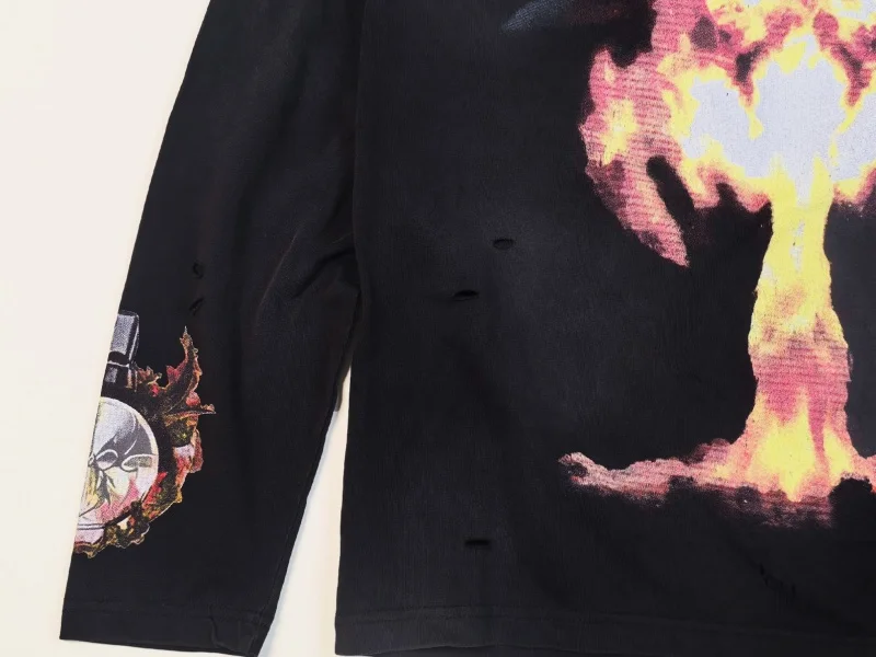 Chew Forever Nuclear Blast Flames Destruction Fashion Hip-Hop Long-Sleeve T-Shirt High Quality Unisex Fall T-Shirt