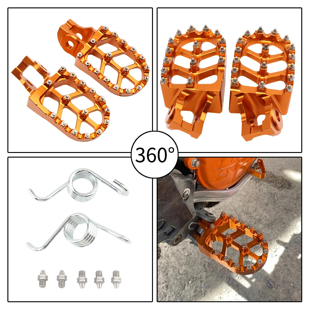 Motorcycle Footpeg Pedals Rests Kit CNC Aluminum For KTM Husqvarna XC XCF SX SXF EXC EXCF TC FC TE FE 65-500 2017-2026 Universal