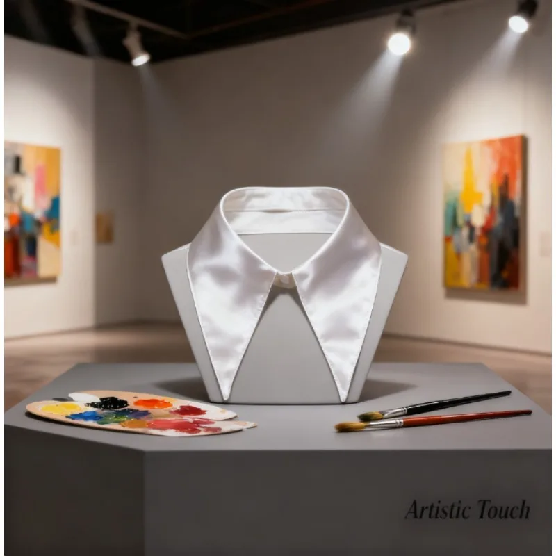 قميص مزيف بياقة مدببة كبيرة قابلة للفصل، إكسسوار للرقبة، قلادة عصرية للنساء للحفلات اليومية، تصميم متعدد الاستخدامات #4