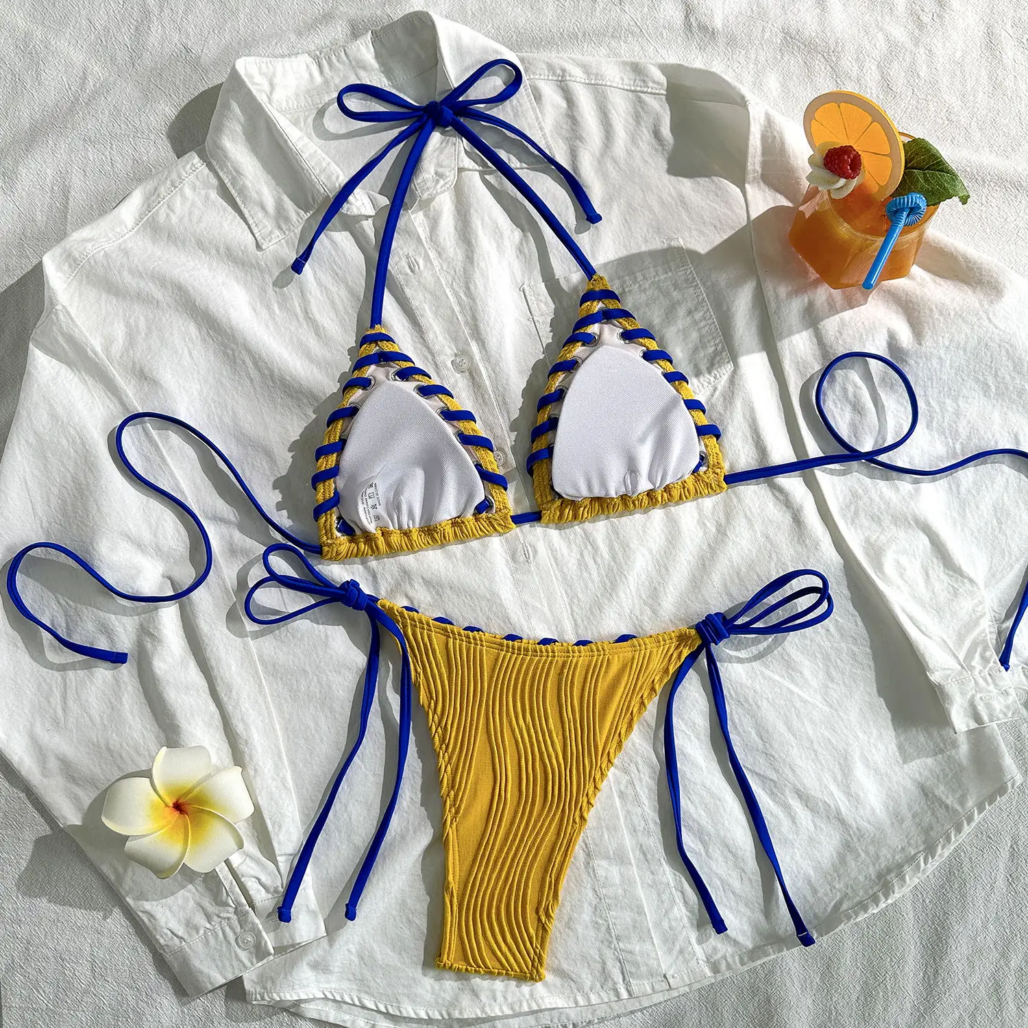 2026 مثلث سلسلة البيكينيات النساء ملابس السباحة الإناث مثير ملابس السباحة الصلبة الاستحمام السباحة لباس سباحة بحر #4