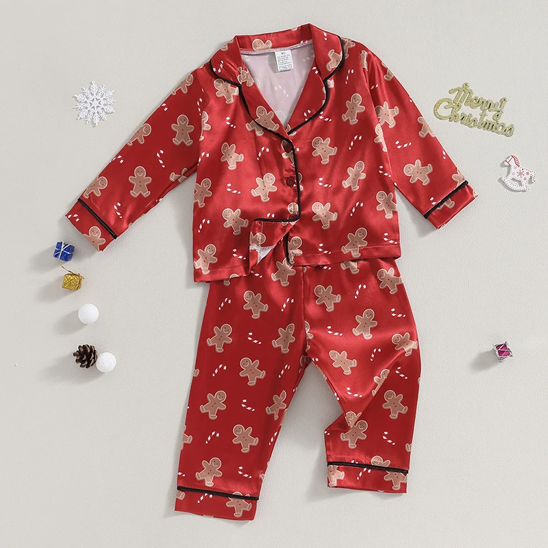 Toddler Baby Boy Girl Pajamas Set Fall Winter Plaid Outfits Kids Button Long Sleeve Shirt Trouser Pjs Sleepwear