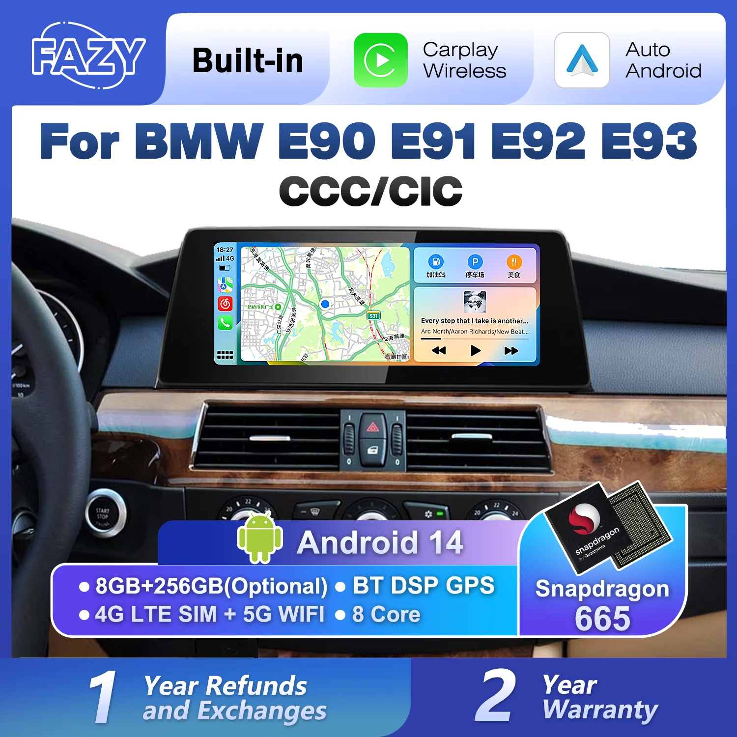 12.3 Inch Android 14 Carplay Android Auto Screen For BMW 3 Series E90 E91 E92 E93 2005-2012 Car Radio Player Stereo GPS Navi 4G