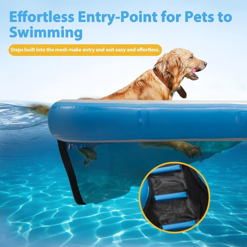 Dog Boat Ramp 60" L Extra Wide Dog Pool Ramp,Floating Water Ladder for Dogs Up to 220 lbs,Puncture-Resistant Surface Ide