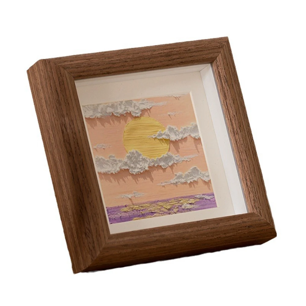 Resin Tabletop Picture Frame With Hollow Oil Pastel Visual Texture Designed For 4 Inch Square Photos For Home Office Use
